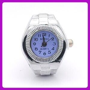 Unisex Ring Watch Silver Adjustable Quartz Analog Purple